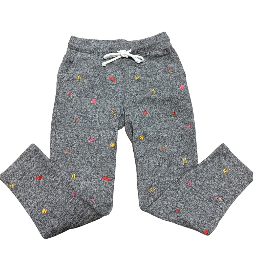 Lou & Grey for LOFT Women's Sweatpants‎ Embroidered Emoji Gray Soft XXS